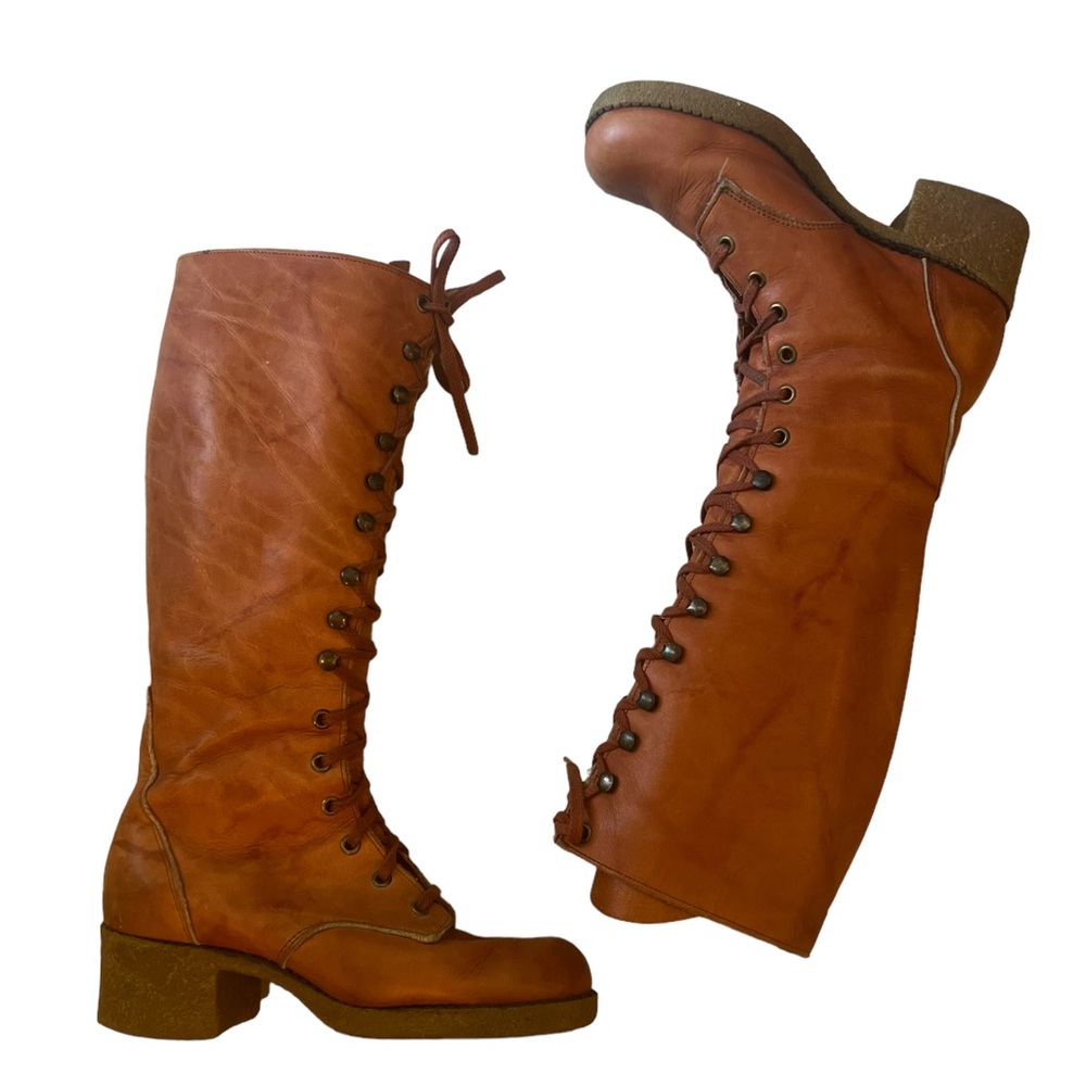 1970s Leather Lace Up Campus Shoe With Gum Sole 7.5